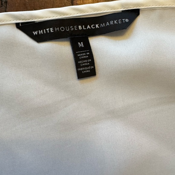 White House Black Market White Sheer Pleated Ruffled blouse -M - Picture 7 of 8